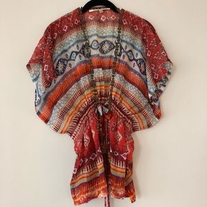 Patterned Wrap Blouse